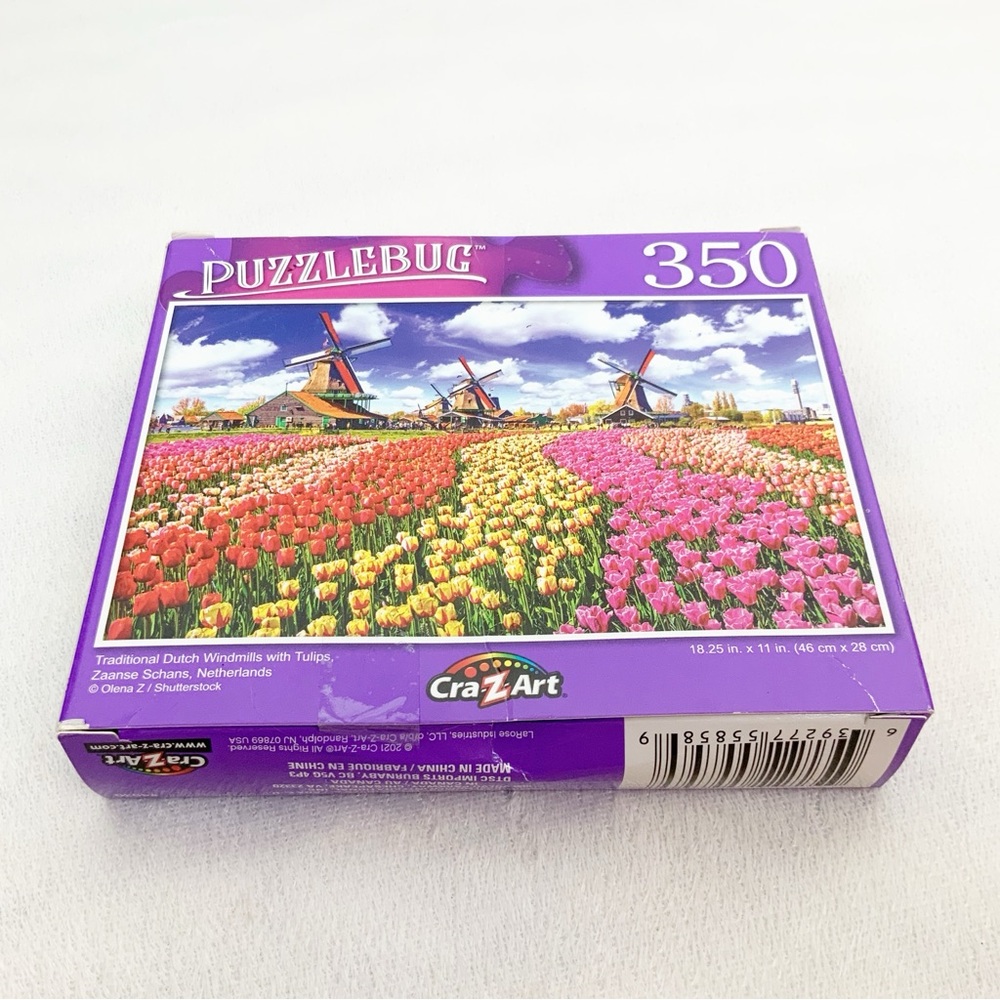 Cra-Z-Art Puzzlebug 350 Piece Puzzle Dutch Windmills Tulips Netherlands 18x11